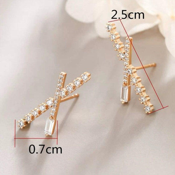 18K Gold Plated Cubic Zirconiq Earrings - Picture 4 of 4